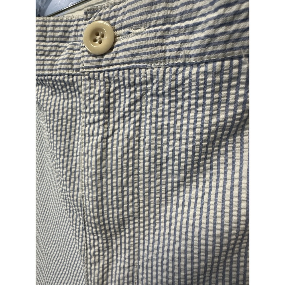 NOS Lands'‎ End Pants 40/30 Seersucker Striped Flat Front Casual Summer Trousers